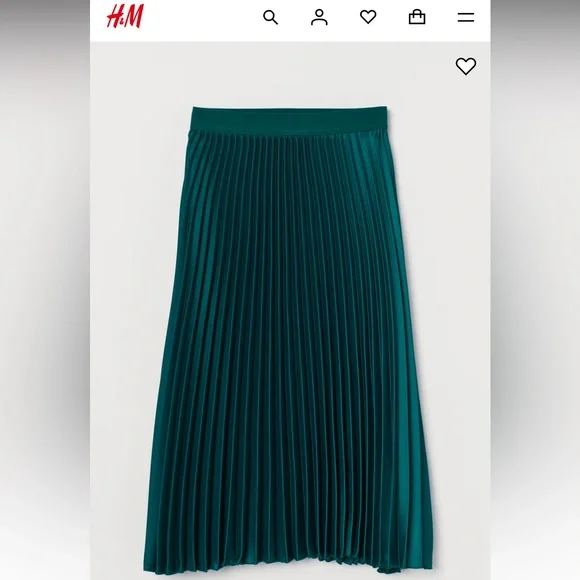 H&M Pleated Skirt Dark Green Size 2 - Picture 6 of 6